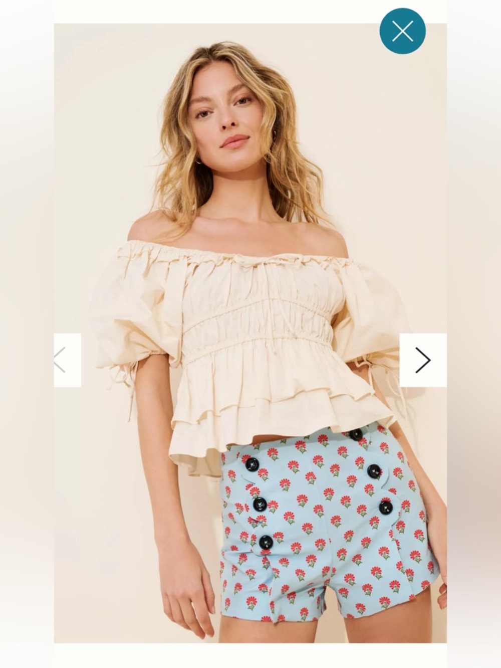 High-Rise Blue Floral Button-Front Women’s Shorts